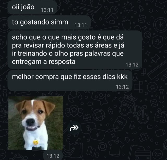 Print de depoimento de aluno no WhatsApp