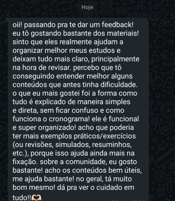 Print de depoimento de aluno no WhatsApp