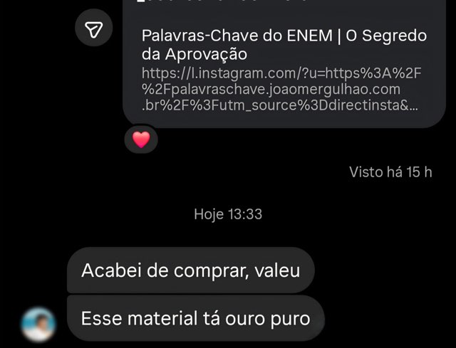 Print de depoimento de aluno no Instagram